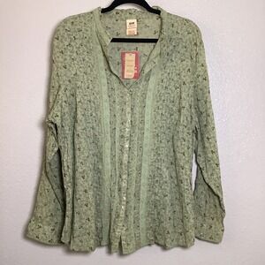 NWT Deadstock Y2K Green Cottagecore Prairie Peasant Lace Victorian Top 22W-24W